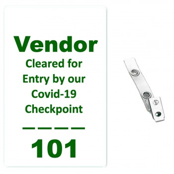 Custom Printed COVID-19 Numbered Badges  with Clear PVC Strap Clips 10-Pack